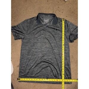 Under Armour Performance Polo Mens Large Grey Black Heathered Golf Shirt T22-33